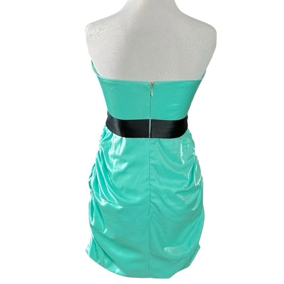 Superdown Lexi Sweetheart Mini Dress in Teal Size XS NWT Mermaid Blue Bow - Picture 9 of 14